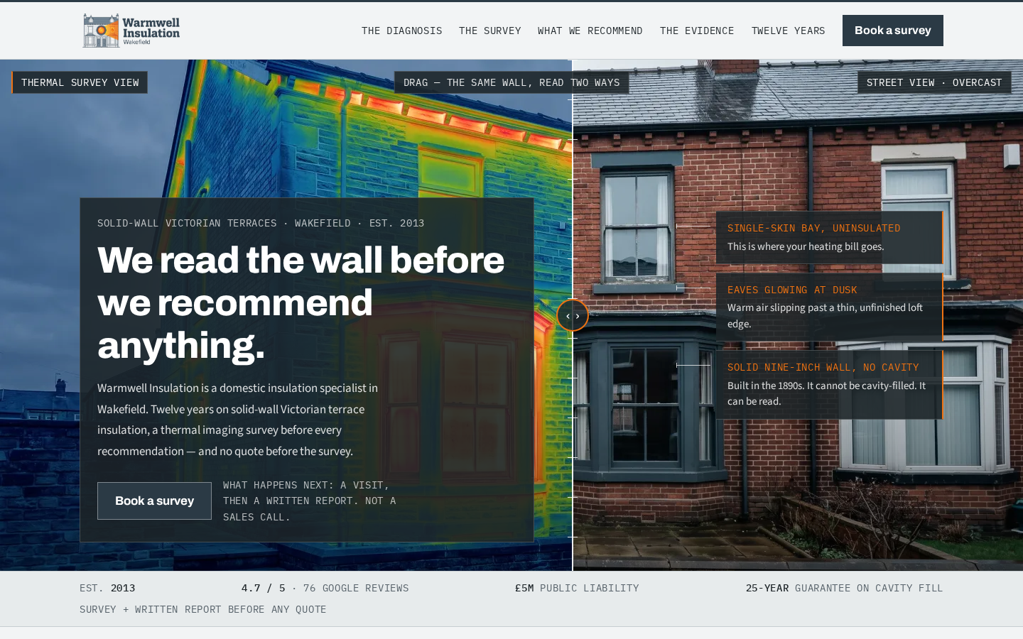 Warmwell Insulation home page on a desktop screen